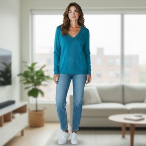 Karen Kane Teal Fully Beaded Sweater - size L